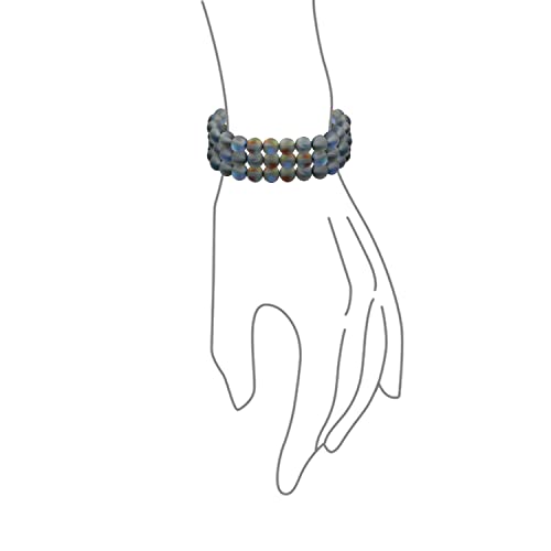 Bling Jewelry Unisex Stackable Set Of 3 Gemstone Round Bead 8MM Stretch Bracelet For Women Teen Men Multi Strand Stacking Adjustable - color: Created Blue Moonstone