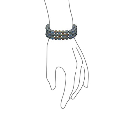Bling Jewelry Genuine 8MM Gemstone Ball Bead Stretch Bracelet Stackable (3 Set) - color: Created Blue Moonstone