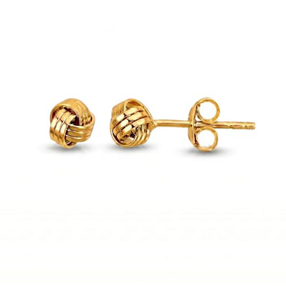 Solid 925 Sterling Silver 5mm Love Knot Stud Earrings | Gold Plated Classic Love Knot Twist | Hypoallergenic | Secure Friction Back Closure | High Polished Stud Earrings - color: Yellow Gold