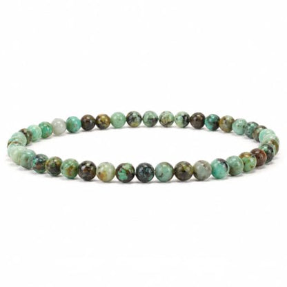 Cherry Tree Collection Gemstone Beaded Bracelets For Women and Men – Promotes Protection, Courage, Focus, Balance & Luck – Available in S, M, L with 4mm Round Beads - color: African Turquoise, size: Medium