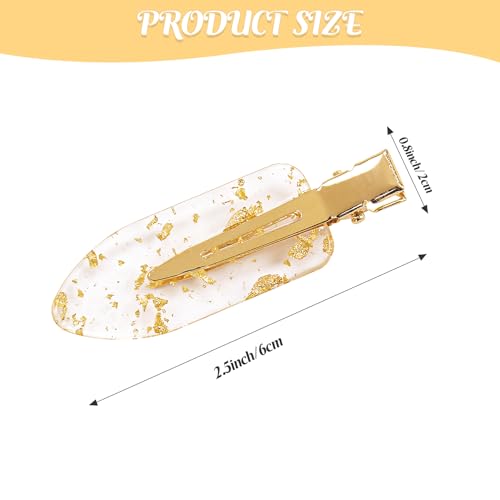 No Bend Hair Clips, 12Pcs/6cards Resin & Stainless Steel No Crease Hair Clips, Gold Glitter Bridesmaid Proposal Gift Hair Clip for Makeup Styling Hair accessories Hair Setting Clips for Bangs - color: 12Pcs（6 Cards）Gold Glitter hair clips