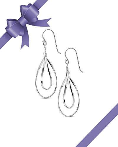 Milla Dainty Silver Drop Earrings for Women and Dangling Gold Earrings | Hypoallergenic, Easy to Wear, Available in 14K Gold, Rose Gold, or Silver Plated Finish, Different Designs - color: Double Teardrop / Sterling Silver Plated