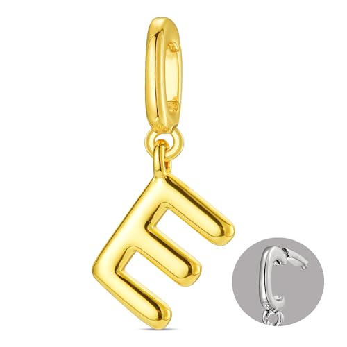 OVRUNS Initial Charm for Women Letter Bracelet Necklace Charms With Clasp | Alloy,nickel,safe for sensitive skin,Pendant with install clasp,fits bracelets with necklaces,great for gift - color: Gold, style: Letter E
