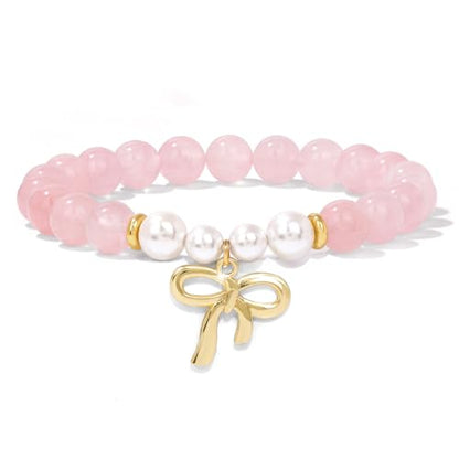 Healing Bracelet For Women Anxiety Beaded Bracelets Jewelry Healing Stone Crystal Bracelet Stress Relief Yoga Beads Chakra Bracelets Gifts For Women pink - color: Rose Quartz-2