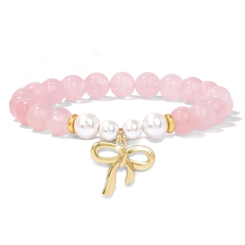 Healing Bracelet For Women Anxiety Beaded Bracelets Jewelry Healing Stone Crystal Bracelet Stress Relief Yoga Beads Chakra Bracelets Gifts For Women pink - color: Rose Quartz-2