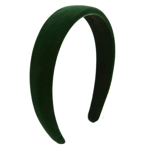 Green Velvet Padded Headbands for Women Christmas Headbands Fashion Non slip Comfortable Head Bands for Women (Green, one size) - color: Green