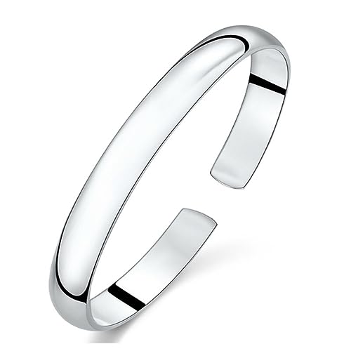 kelistom 925 Sterling Silver Bracelets for Women Teens, Love Heart Charm Chain Bracelet Bangle Fashion Jewelry Gifts - color: polished bangle