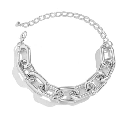 Chunky Gold Chain Necklace for Women Big Chunky Choker Necklace Gold Cuban Link Chain Necklaces Punk Hip-Hop Necklaces Costume Jewelry Gift - color: Silver02