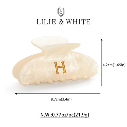 LILIE&WHITE Acrylic Letter Hair Clips For Women Stylish H Monogram | Alphabet Hair Clip Fashion Glitter Claw Clip Elegant And Durable Hair Accessory Large Hair Clips H - color: HC22539H