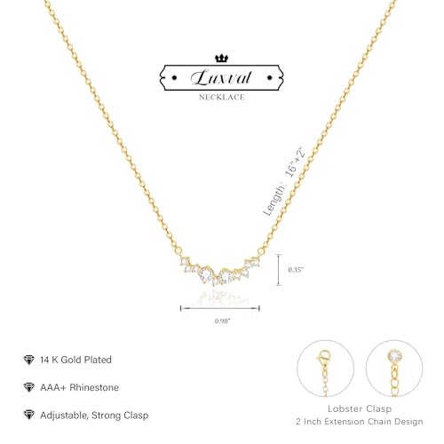 Luxval Diamond Pendant Gold Necklace for Women，Dainty 18k Gold Plated Choker Necklaces Simple Gold Jewelry Gifts for Women - color: Gold-smile cz