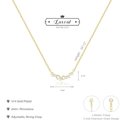Luxval Diamond Pendant Gold Necklace for Women，Dainty 18k Gold Plated Choker Necklaces Simple Gold Jewelry Gifts for Women - color: Gold-smile cz