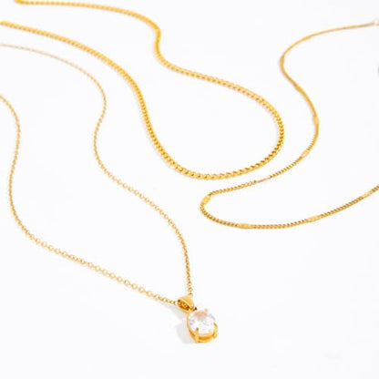 Layered Gold Necklaces for Women,18K Plated Gold Zirconia Necklace | Non Tarnish Trendy Jewelry Gift Cuban Chain Choker - color: color-2