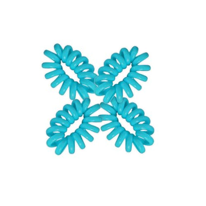 Jumbo Coil Pony Holder Hair Ties - Set of 4 (Blue) - color: Blue