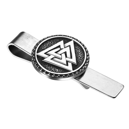 Mens Viking Cufflinks and Tie Clip: Norse Viking Tuxedo Shirt Cuff Links and Cool Tie Clip Shirt Accessories for Business Valentines Christmas Birthday - style: Valnut Tie Clip