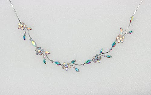 Faship Gorgeous Rhinestone Crystal Floral Necklace Earrings Set - color: AB
