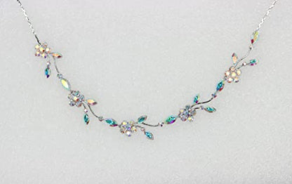 Faship Gorgeous Rhinestone Crystal Floral Necklace Earrings Set - color: AB