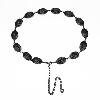 ILuvatar Western Metal Concho Belt for Women Cowgirl Waist Chain for Women Dress Pants Adjustable - color: Black-t31
