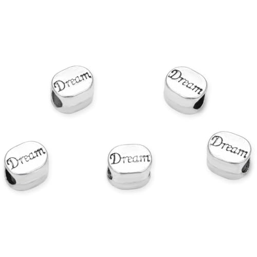 40pcs I Have Dreams Large Hole Beads (4.5mm Hole) Antique Silver - size: Dream Bead