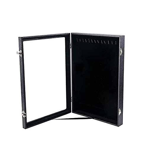 Vertical Necklace Holder Organizer,Necklace Storage,Necklace Organizer Box,Jewelry Tray with Glass Lid (Black Velvet)