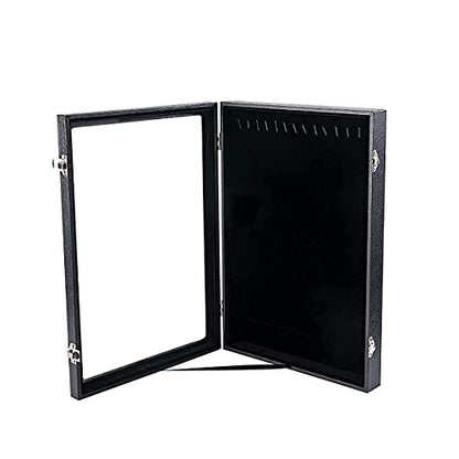 Vertical Necklace Holder Organizer,Necklace Storage,Necklace Organizer Box,Jewelry Tray with Glass Lid (Black Velvet)