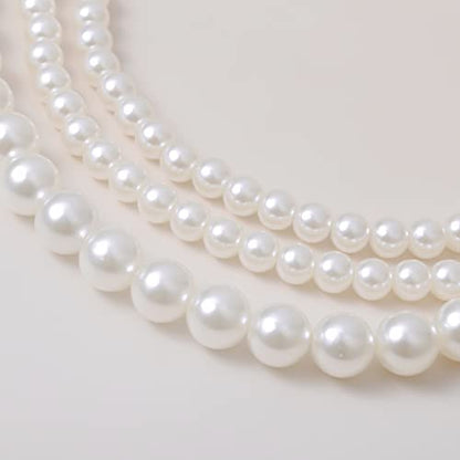 Boho Choker Necklaces for Women - Faux Round Pearl Layered Fashion Chunky Thick Clavicle Necklace Wedding Bride Jewelry Gifts - color: Style A