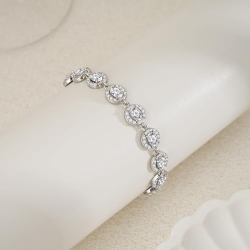 Tennis Bracelet for Women 14K Gold Plated Cubic Zirconia Bracelet,Classic Crystal Tennis Bracelet, Rhinestone Delicate Bracelet Gift for Her - style: Oval Cut-White