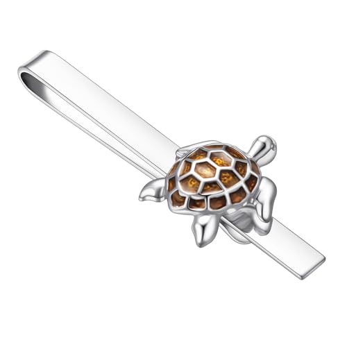 Christmas Tie Clips for Men 14k Gold Plated Silver Tie Pins with Cute Animal Deer/Lion/Dog/Cat Tie Bars Necktie Suit Tie Accessories Jewelry - style: Sea Turtle Tie Clips