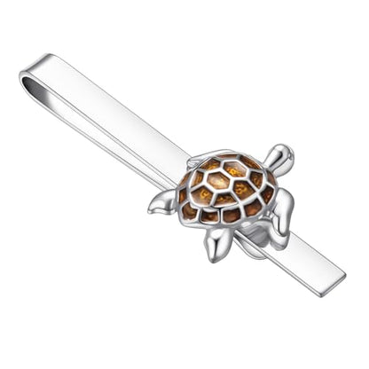 Christmas Tie Clips for Men 14k Gold Plated Silver Tie Pins with Cute Animal Deer/Lion/Dog/Cat Tie Bars Necktie Suit Tie Accessories Jewelry - style: Sea Turtle Tie Clips