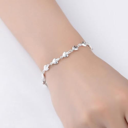 925 Sterling Silver Plated Heart Charm Bracelet for Women - Dainty Chain Love Gift Idea - style: Style6