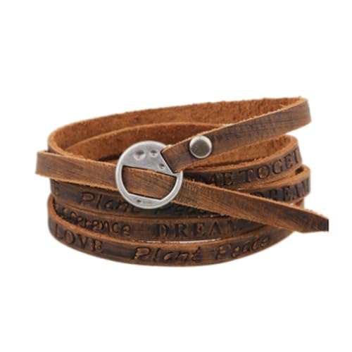 Leather Wrap Bracelet for Women Men Multilayer Cuff Bracelets Adjustable Vintage Thin Wristbands Punk Stylish Bracelets Jewelry for Birthday Graduation Christmas Gifts - color: Coffee