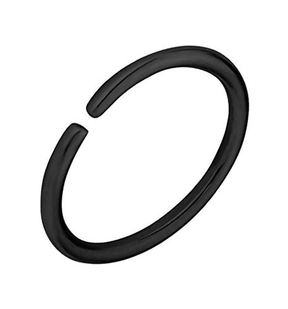 Forbidden Body Jewelry 18G Surgical Steel IP Plated Seamless Nose Ring & Cartilage Hoop with Comfort Round Ends (Sold Individually) - style: 18G 8mm Black