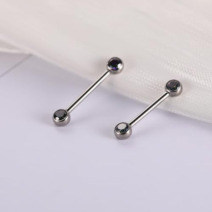 14G Nipple Rings Titanium Nipple Jewelry for Women Bridge Piercings | 1 Pair Nipple Bars,Hypoallergenic Nipple Barbells,Internally Threaded Nipple Piercings,Tongue Rings,Straight Barbells - color: Styele5:Vitrail Medium CZ,Silver, size: 14G+5/8"(16mm)