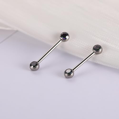 14G Nipple Rings Titanium Nipple Jewelry for Women Bridge Piercings | 1 Pair Nipple Bars,Hypoallergenic Nipple Barbells,Internally Threaded Nipple Piercings,Tongue Rings,Straight Barbells - color: Styele5:Vitrail Medium CZ,Silver, size: 14G+1/2"(12mm)