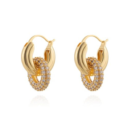 Milan Chiva 14K Gold Plated Small Huggie Dangle Earrings | Lightweight Trendy Heart Dainty Jewelry Hypoallergenic Chunky Gold Hoops Earrings Jewelry Mothers Day Gift for Women - color: G-Gold