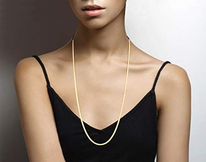 Miabella Italian 925 Sterling Silver, 18K Gold Plated Herringbone Necklace | 3.5mm Flat Snake Chain, Fine Jewelry for Women, Made in Italy - size: Length 30 Inches, style: yellow-gold-plated-silver