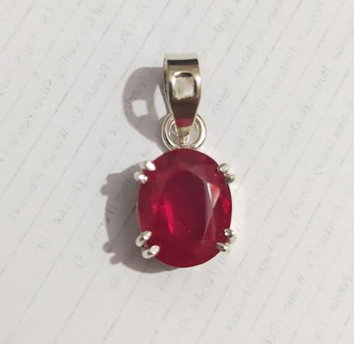 Natural Ruby Pendant Certfied Necklace 5.55 Carat precious Oval Shape Stone Pendant Pure 925 Sterling Silver