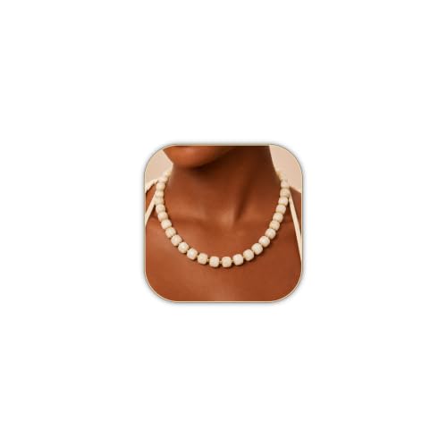 AOZEL Chunky Resin Beaded Necklace for Women Colorful Bead | Summer Beach, Waterproof, Fade Resistant, Adjustable Length, Boho Statement, for Daily Wear & Gifting - color: Beige