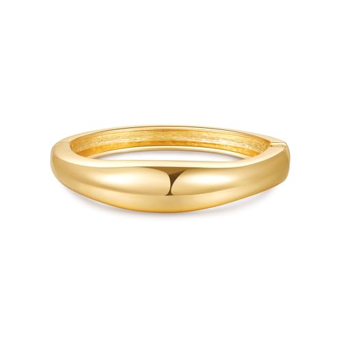 Bangle Bracelets for Women | 14K Gold Plated Trendy Wide Bracelets | Hinged Arm Cuff Bangles Chunky Bracelet for Women - color: Style L-Gold Plated Bangles