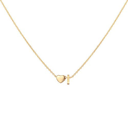 Glimmerst Initial Heart Necklace 18K Gold Plated Stainless Steel Tiny Heart Letter Necklace Personalized Monogram Name Necklace for Women - style: I
