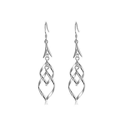 Linear Swirl Wire Earrings For Women dangling Boho Dangle Drop - color: Silver-Linear Swirl Wire EarringsEiffel