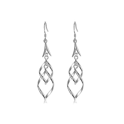 Linear Swirl Wire Earrings For Women dangling Boho Dangle Drop - color: Silver-Linear Swirl Wire EarringsEiffel