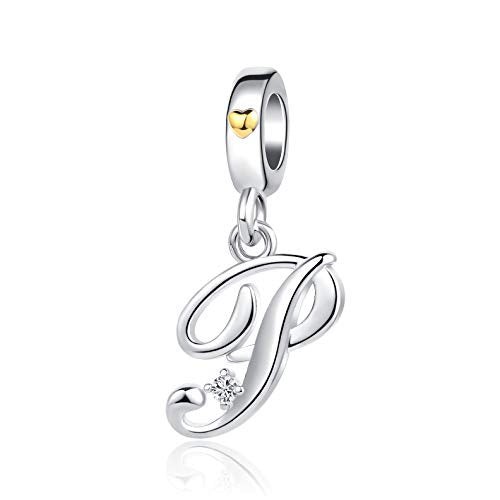Silver Initial A-Z Letter Charm Compatible Pandora Charm Bracelets for Women Jewelry - style: P