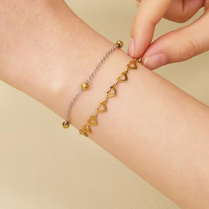 SMYHTGLIF 5 Meters Heart Chain for Jewelry Making Stainless Steel Chain | Permanent Jewelry Chain Bulk Craft Chain Roll with Jewelry Findings - color: Heart Gold