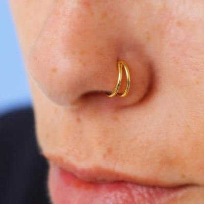 14G 16G 18G Surgical Steel Nose Septum Rings Hoops - Stainless Steel Segment Nose Rings Hoop Helix Cartilage Clicker Daith Tragus Sleeper Hoop Earrings for Women Men 6mm 8mm 10mm 12mm - color: Gold Plated 3PCS, size: 14g 8mm