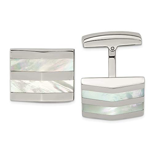 Sonia Jewels Solid Stainless Steel Men's Mother of Pearl Square Cufflinks