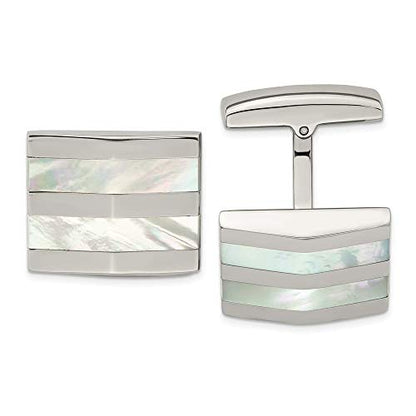 Sonia Jewels Solid Stainless Steel Men's Mother of Pearl Square Cufflinks