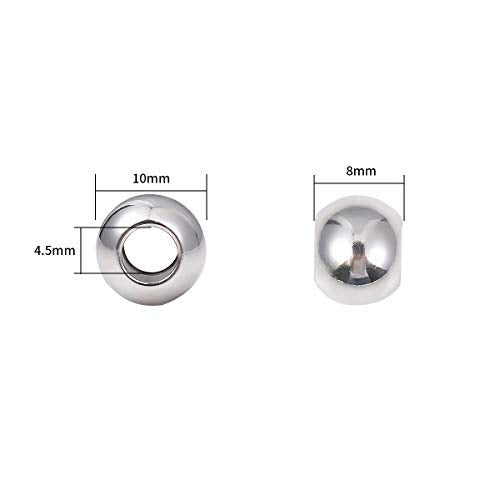 Stainless Steel Spacer Beads 10x8mm Round Loose Charm Caps Beads for DIY Jewelry Making 20pcs with 4.5mm Hole - color: 10x8mm 4.5mm