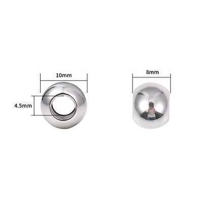 Stainless Steel Spacer Beads 10x8mm Round Loose Charm Caps Beads for DIY Jewelry Making 20pcs with 4.5mm Hole - color: 10x8mm 4.5mm