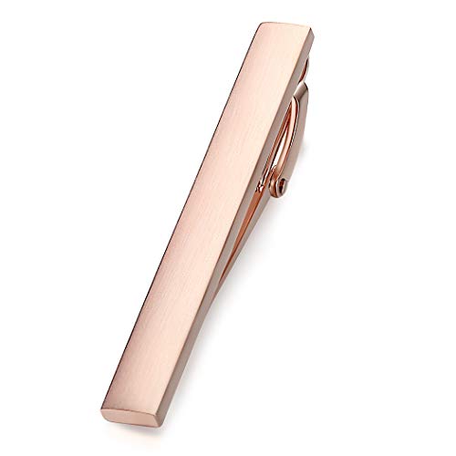 HONEY BEAR 5cm/5.4cm/6cm Mens Tie Clip Bar for Normal Size Steel Business Wedding Gift 1.97"/2.12"/2.36" - style: 5.4cm Brushed Rose Gold Horizontal