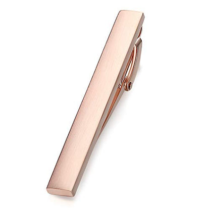 HONEY BEAR 5cm/5.4cm/6cm Mens Tie Clip Bar for Normal Size Steel Business Wedding Gift 1.97"/2.12"/2.36" - style: 5.4cm Brushed Rose Gold Horizontal
